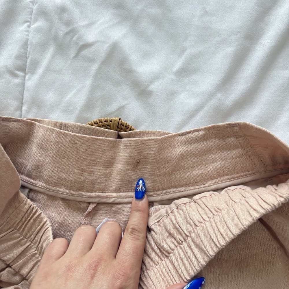 Sigrid Olsen Shorts Linen Blend Womens 6 Pink Belted Summer Beach Coastal Dainty - Picture 8 of 8